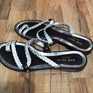 Late Spade silver sandals